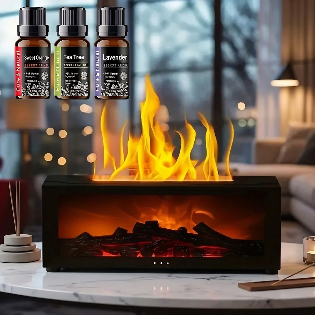 Humidificador Volcán Pro™ – Pack Bienestar: Efecto Llama 7 Colores + 3 Aceites Esenciales